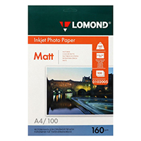 Бумага Lomond A4, 160г/м2, 100 листов, матовая, односторонняя