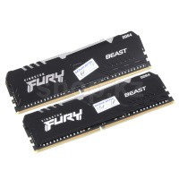 DDR-4 DIMM 64Gb/3200MHz PC25600 Kingston Fury Beast RGB, 2x32Gb Kit, Black, BOX (KF432C16BBAK2/64)