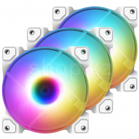 ID-Cooling DF-12025-ARGB-TRIO Snow, 12cm, White корпусына арналған желдеткіш жиынтығы