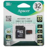 Micro SDHC 32Gb Apacer, Class 10 UHS-I U1, (AP32GMCSH10U5-R) жад картасы, адаптер