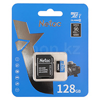 Карта памяти Micro SDXC 128 Gb Netac P500 Standart, Class 10, UHS-I U1, адаптер