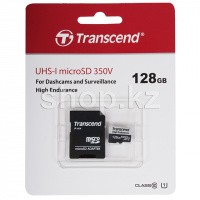 Micro SDXC 128Gb Transcend High Endurance 350V, Class 10 UHS-I U1 жад картасы, адаптер