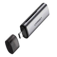 Картридер UGREEN CM184, USB-C, TF+SD, Grey
