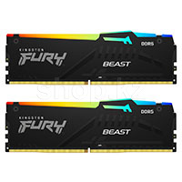 DDR-5 DIMM 16 GB 5200 MHz Kingston Fury Beast RGB, 2x 8 GB Kit, Black, BOX (KF552C36BBEAK2-16)