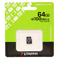 Карта памяти Micro SDXC 64Gb Kingston Canvas Select Plus, Class 10 UHS-I U1