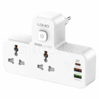 LDNIO SC2311, 2 розетка, 2хUSB, USB Type-C, White желілік сүзгісі