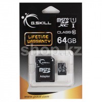 Micro SDXC 64Gb G.Skill, Class 10 UHS-I U1, жад картасы, адаптер