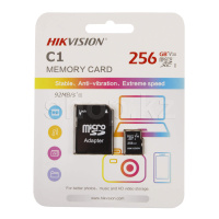 Карта памяти Micro SDXC 256Gb Hikvision С1, Class 10 UHS-I, адаптер