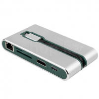 Переходник USB Type-C - LAN, 3xUSB 3.0, Rombica Type-C Hermes, Green, BOX