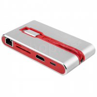 Переходник USB Type-C - LAN, 3xUSB 3.0, Rombica Type-C Hermes, Red, BOX