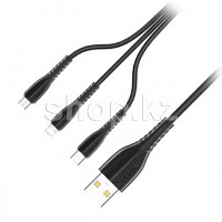 Кабель для зарядки Micro USB/Lightning/USB Type-C Usams US-SJ367, 1m, Black