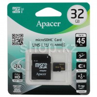 Micro SDHC 32Gb Apacer, Class 10 UHS-I U1, жад картасы, адаптер