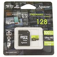 Карта памяти Micro SDXC 128Gb Apacer, Class 10 UHS-I U3, A1, адаптер