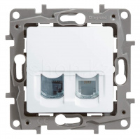 Розетка 2-port RJ11+RJ45 UTP Legrand 672252 Etika, Cat.5е, White
