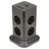 Сетевой фильтр Tessan TPS03-DE, 8 розеток, 3хUSB, 2м, Black