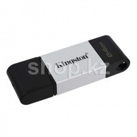 USB 64Gb Kingston DataTraveler 80, USB 3.2 (Type-C), Silver-Black флешкасы