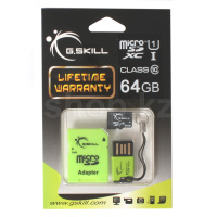 Карта памяти Micro SDXC 64Gb G.Skill, Class 10 UHS-I U1, адаптер + картридер
