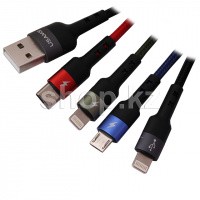 Кабель интерфейсный для USB Type-C/Lightning/Micro USB Usams SJ-349, Black
