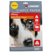 Lomond A4, 260г/м2, 50 парақ, жылтыр, бір жақты, қағазы