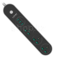 LDNIO SC3301, 3 розетка, 3хUSB, 1.6м, Black желілік сүзгісі