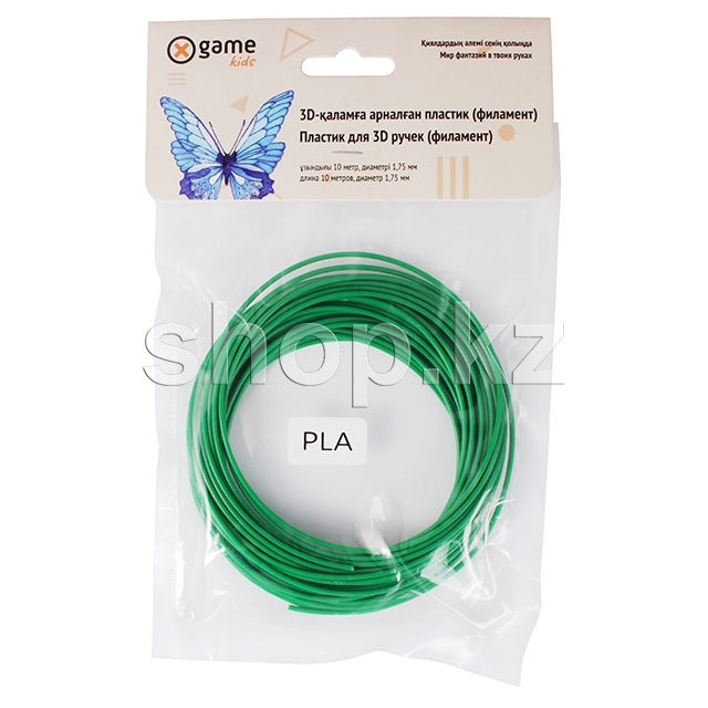 Картридж X Game kids 3D PLA-Green-10, 1.75 мм, 10м, Green
