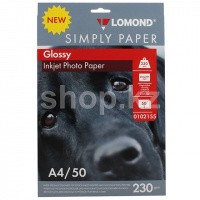 Lomond A4, 230г/м2, 50 парақ, жылтыр, бір жақты, қағазы