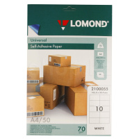 LOMOND A4, 70г/м2, 50 парақ, универсальная, өздігінен жабысатын, ақ түсті, қағазы