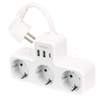 Сетевой фильтр Tessan TS-323X-C, 3 розетки, Type-C, 2хUSB, Grey