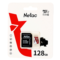 Micro SDXC 128 GB Netac P500 ECO, Class 10, UHS-I U1, жад картасы, адаптер