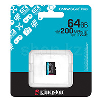 Карта памяти Micro SDXC 64Gb Kingston Canvas Go! Plus, Class 10 UHS-I U3 V30 A2
