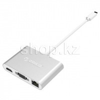 Переходник USB Type C- VGA, LAN, HDMI, USB 3.0 Orico RCNB-SV-PRO, Silver
