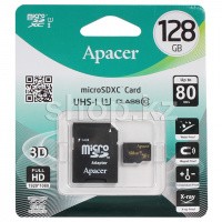 Micro SDXC 128Gb Apacer, Class 10 UHS-I U1, (AP128GMCSX10U1-R) жад картасы, адаптер