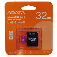 Карта памяти Micro SDHC 32Gb ADATA Premier, Class 10 UHS-I U1, адаптер