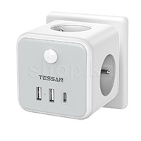 Tessan TS-301-DE-C, 3 розеток, 2хUSB, Type-C, Grey желілік сүзгісі