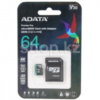 Micro SDXC 64Gb ADATA Premier Pro, Class 10 UHS-I U3, жад картасы