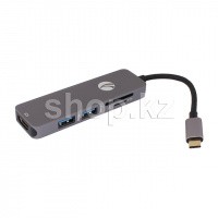 Переходник USB Type C- HDMI, 2xUSB 3.0, SD/TF Reader VCom CU430M