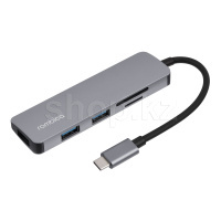 USB HUB 5-port USB 3.0 Type-C Rombica Trex TC-00261, Silver
