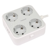 Сетевой фильтр Tessan TS-302-C, 4 розетки, 2хUSB, USB Type-C, 2м, Grey
