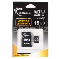 Карта памяти Micro SDHC 16Gb G.Skill, Class 10 UHS-I U1, адаптер