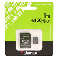 Карта памяти Micro SDXC 1Tb Kingston Canvas Select Plus, Class 10 UHS-I U3, адаптер
