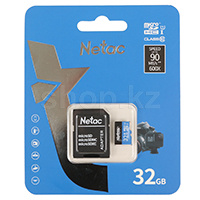 Карта памяти Micro SDHC 32 Gb Netac P500 Standart, Class 10, UHS-I U1, адаптер
