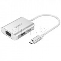 Переходник USB Type C- HDMI, VGA, USB Type-C Orico XC-302-SV-BP