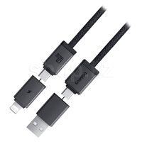 Кабель интерфейсный для USB Type-C/USB-A/Lightning Baseus Versatile CB000162, 2m, Cosmic Black
