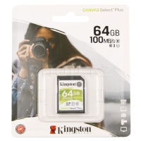 SDXC 64Gb Kingston Canvas Select Plus, Class 10 UHS-I U1 жад картасы