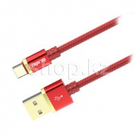 Кабель интерфейсный для USB Type-C OLMIO Deluxe, 1m, Red
