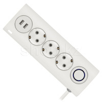 Сетевой фильтр Rombica NEO WC3U, 3 розетки, 1.5м, White