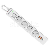 Defender DFS-145, 4 розетки, 1хUSB Type-C, 2xUSB, 5 м, White желілік сүзгісі
