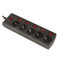 Sven SF-05PL, 5 розетка, 3м, Black желілік сүзгісі