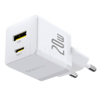 Зарядное устройство Baseus Palm C+U 20W, сеть, для USB устройств, Moon White