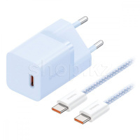 Зарядное устройство Baseus GaN5 Mini 1C 30W, сеть, для USB Type-C устройств, Galaxy Blue + кабель USB Type-C